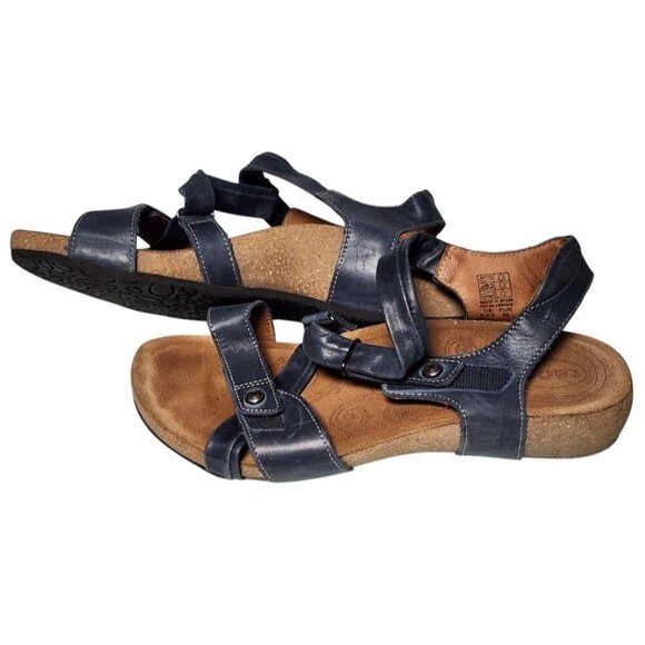 TAOS Trulie Navy Blue Leather Comfort Sandals Size EU 39 US 8 - Picture 4 of 7